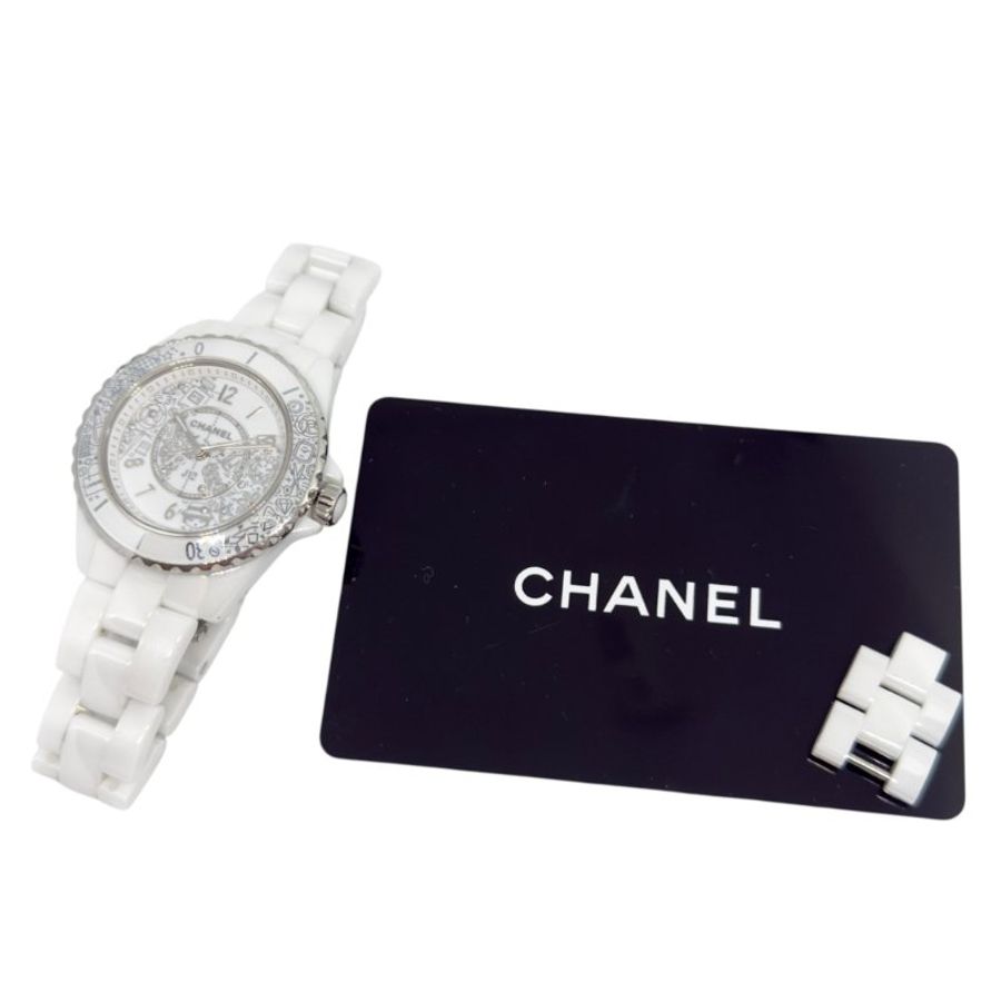 CHANEL *限量* J12 經典元素 塗鴉 鑽石點綴 石英手表-1