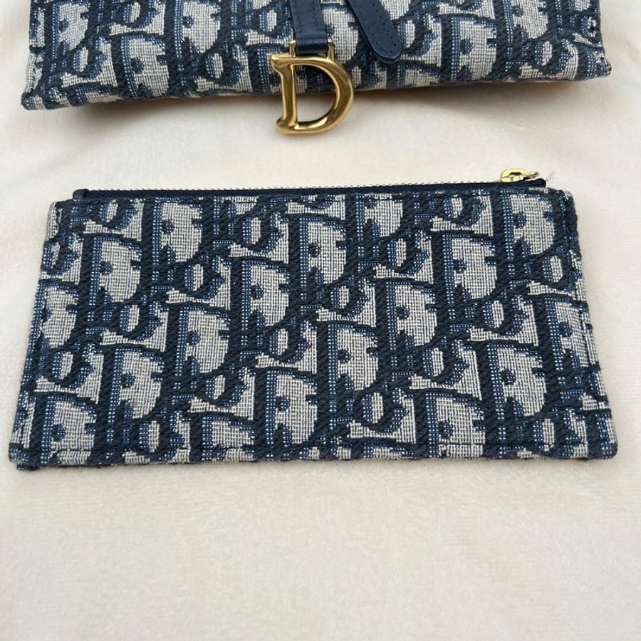 🖤 鑒定師的收藏 🖤 DIOR 迪奧 藍色緹花 WOC馬鞍鏈帶鏈長夾 DIOR Saddle Pouch with Chain (Blue Oblique)-5