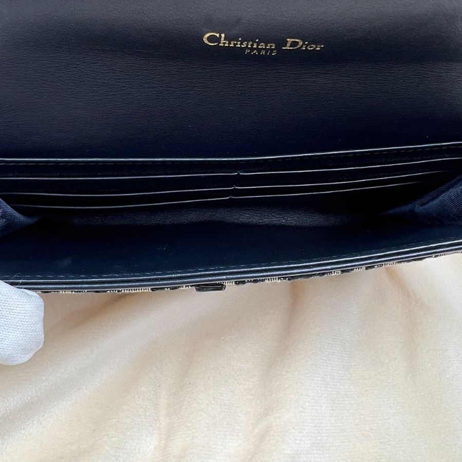 🖤 鑒定師的收藏 🖤 DIOR 迪奧 藍色緹花 WOC馬鞍鏈帶鏈長夾 DIOR Saddle Pouch with Chain (Blue Oblique)-20