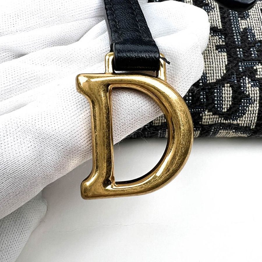 🖤 鑒定師的收藏 🖤 DIOR 迪奧 藍色緹花 WOC馬鞍鏈帶鏈長夾 DIOR Saddle Pouch with Chain (Blue Oblique)-23
