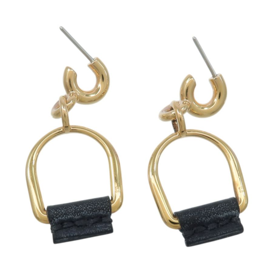 HERMES Swift皮革/金屬Heritage Equestre Etrier Earrings耳環-2