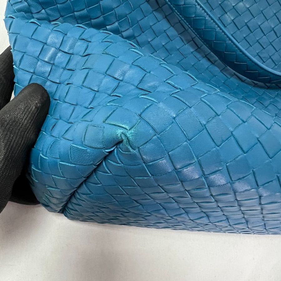 Bottega Veneta BV 編織雙橋單肩斜挎包 秀款 碧綠藍-14