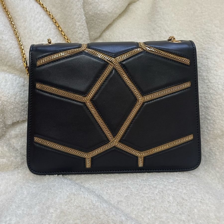 Bvlgari Serpenti Forever 限量黑色菱格蛇頭包-1
