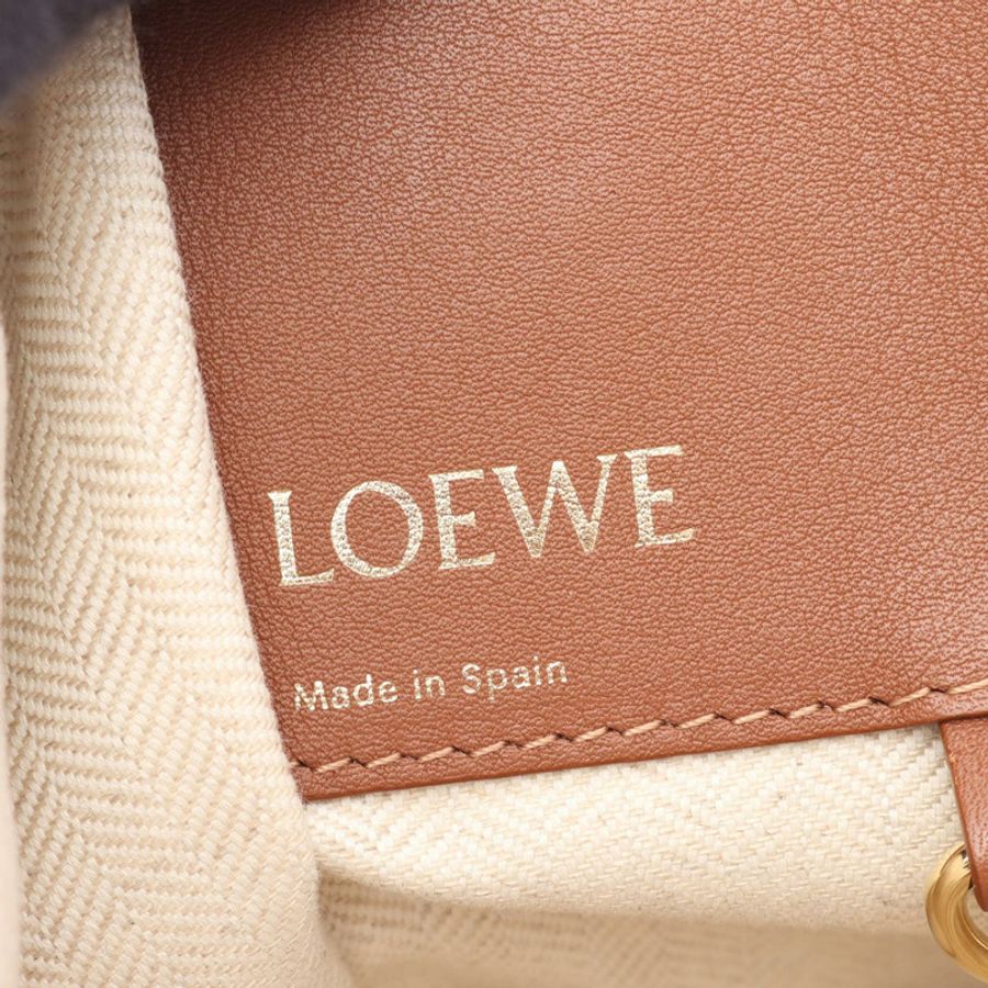 LOEWE HAMMOCK SMALL 單肩手提包,棕色/白色皮革,二手女款-3