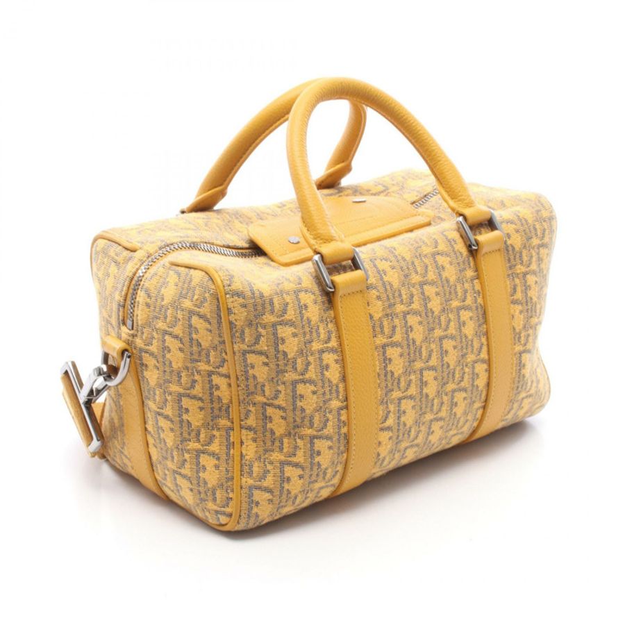 Dior Lango 26 Oblique 2WAY 手提包 20-BO-0281 帆布皮革 黃色 海軍藍 二手-1