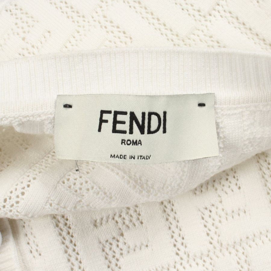 FENDI Zucca 透明開襟衫長袖上衣 #42 人造絲白色二手女款-2