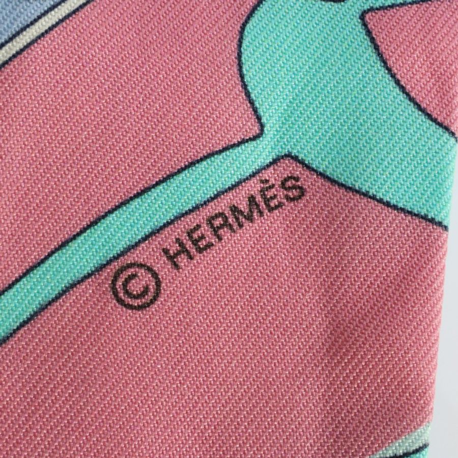 HERMES 愛馬仕 Twilly 絲巾 藍綠色 絲綢 H063158S-4