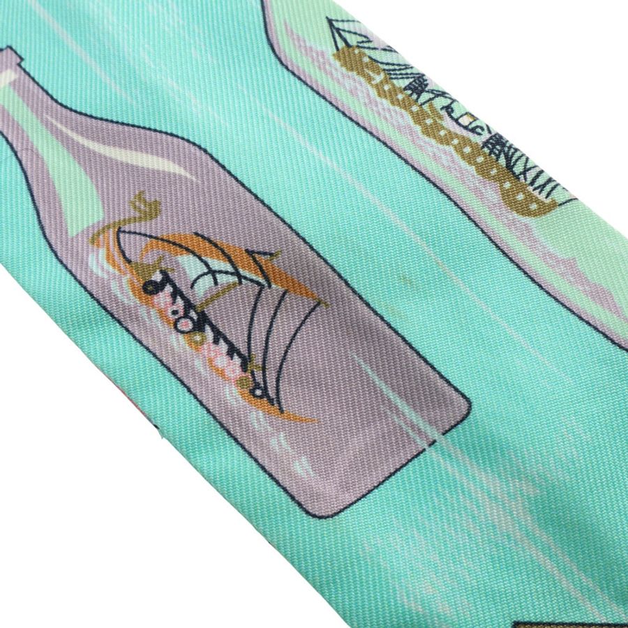 HERMES 愛馬仕 Twilly 絲巾 藍綠色 絲綢 H063158S-6