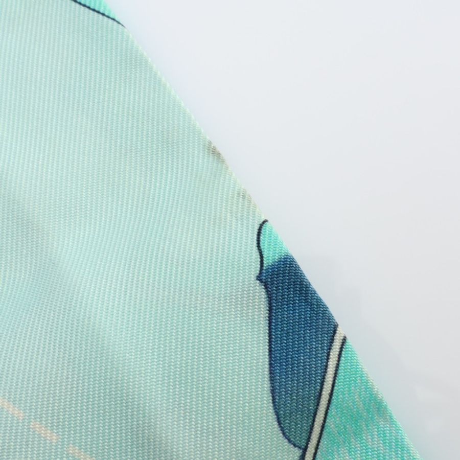 HERMES 愛馬仕 Twilly 絲巾 藍綠色 絲綢 H063158S-7