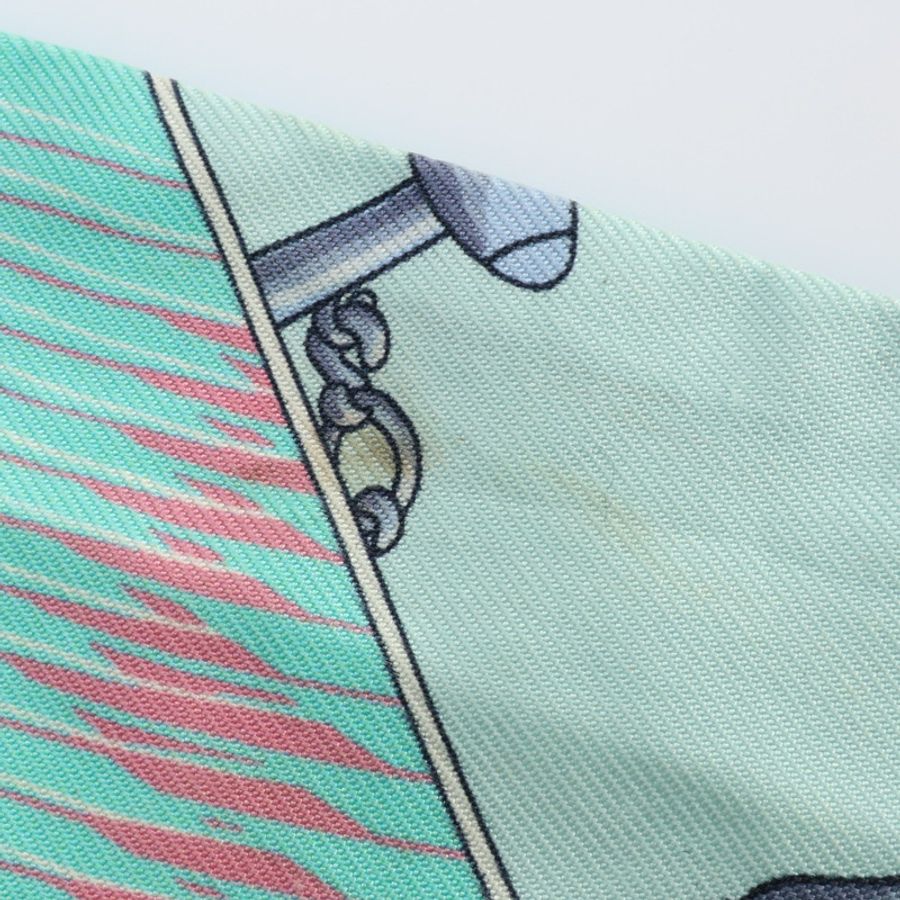 HERMES 愛馬仕 Twilly 絲巾 藍綠色 絲綢 H063158S-11