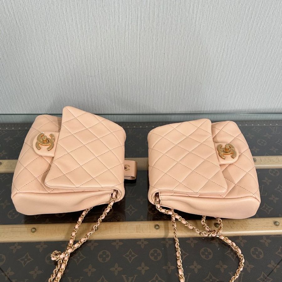 CHANEL 肉桂粉金扣雙子星 方胖子鏈條包 18*17*6 98新配件塵袋 保卡-5