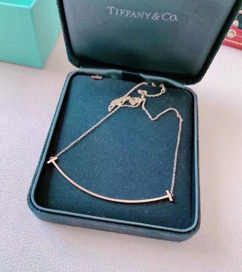 Tiffany&Co/蒂芙尼 T系列玫瑰金微笑Smile款。大號笑臉項鍊-0