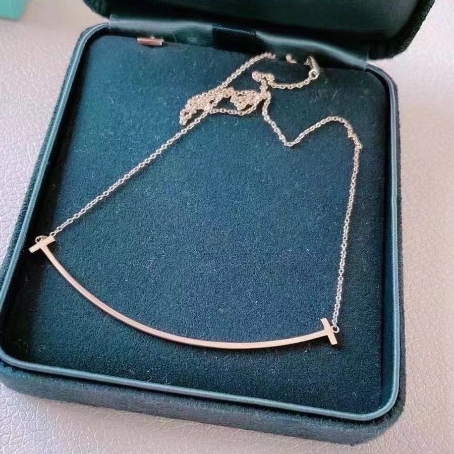 Tiffany&Co/蒂芙尼 T系列玫瑰金微笑Smile款。大號笑臉項鍊-5