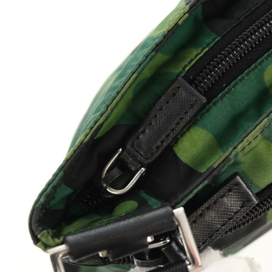 【日本直送】PRADA迷彩肩背包 尼龍 綠色 銀色 正品 149451V-8