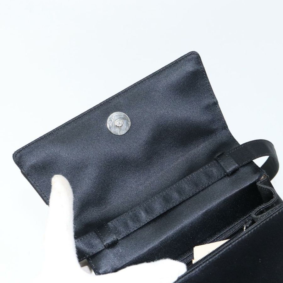 【日本直送】Salvatore Ferragamo Vala 手提包 緞面 兩用 黑色 銀色 正品 151299-9