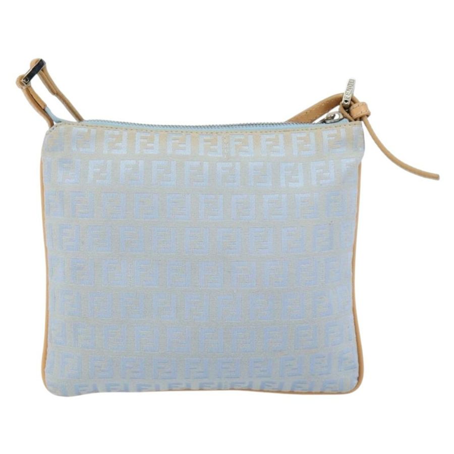 【日本直送】FENDI Zucchino帆布單肩包 淺藍色 銀色 正品 153315-1