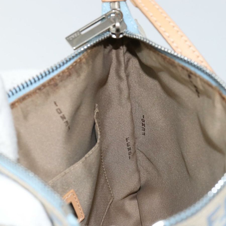 【日本直送】FENDI Zucchino帆布單肩包 淺藍色 銀色 正品 153315-18