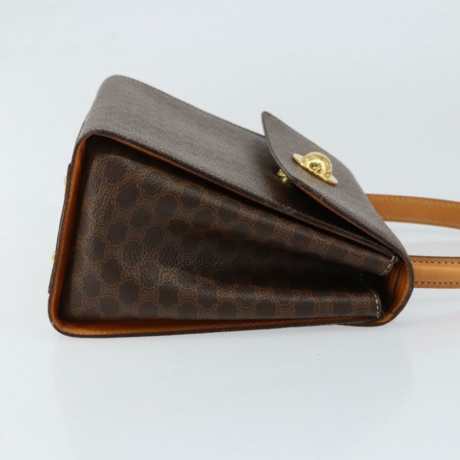 【日本直送】CELINE Macadam帆布手提包 PVC皮革 棕色 金色 正品 ar13796-2