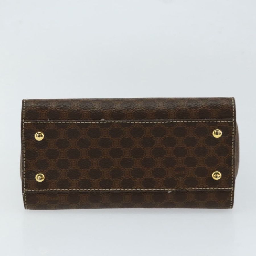 【日本直送】CELINE Macadam帆布手提包 PVC皮革 棕色 金色 正品 ar13796-4