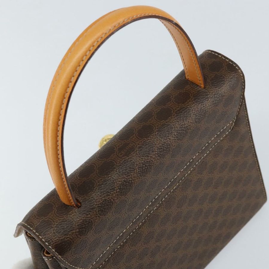 【日本直送】CELINE Macadam帆布手提包 PVC皮革 棕色 金色 正品 ar13796-5