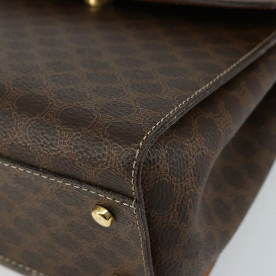 【日本直送】CELINE Macadam帆布手提包 PVC皮革 棕色 金色 正品 ar13796-8