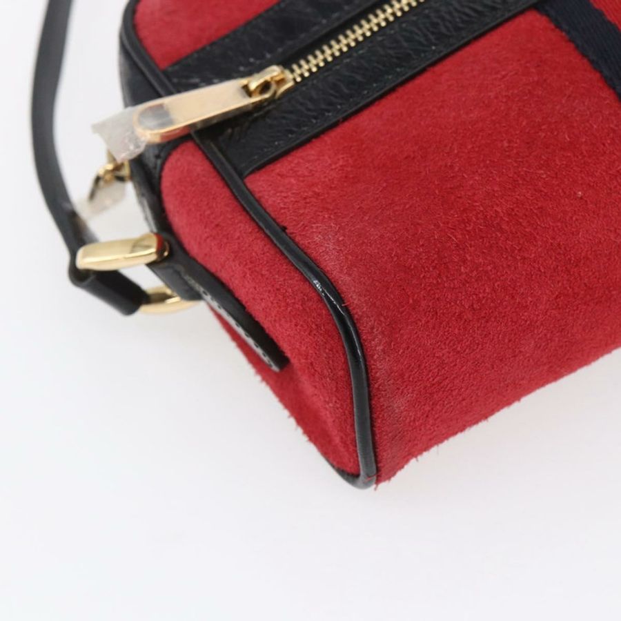 【日本直送】GUCCI Sherry Line 單肩包 絨面革 黑色 紅色 517350 正品 155060-13