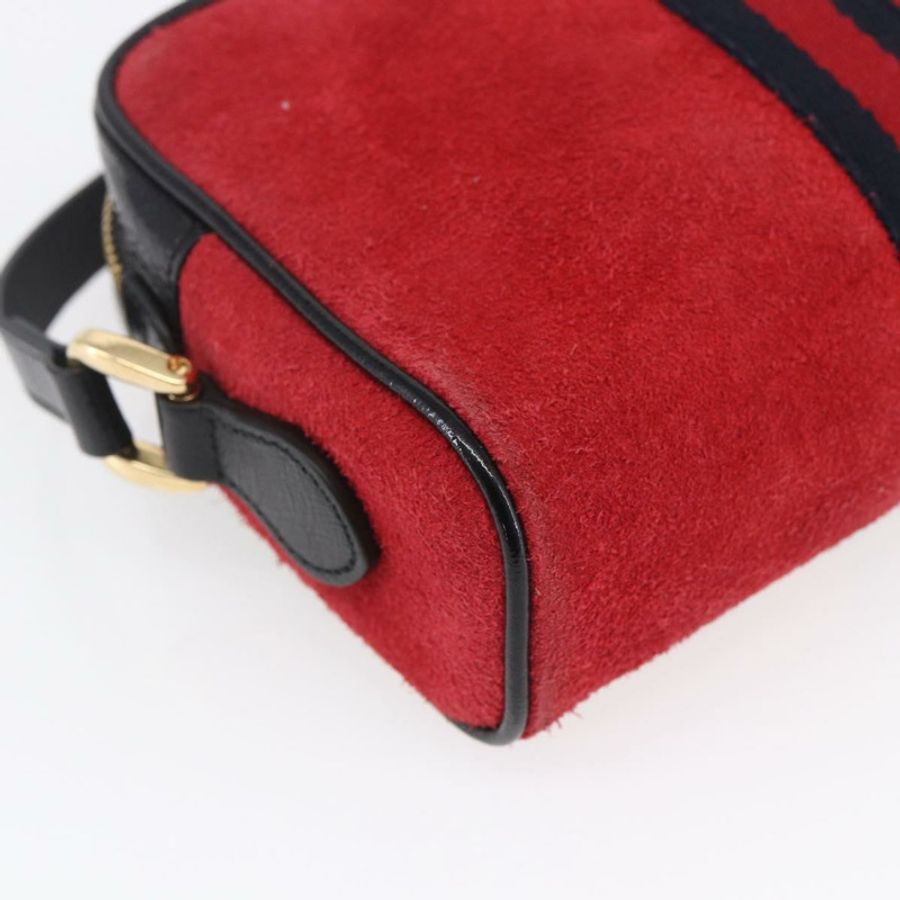 【日本直送】GUCCI Sherry Line 單肩包 絨面革 黑色 紅色 517350 正品 155060-15