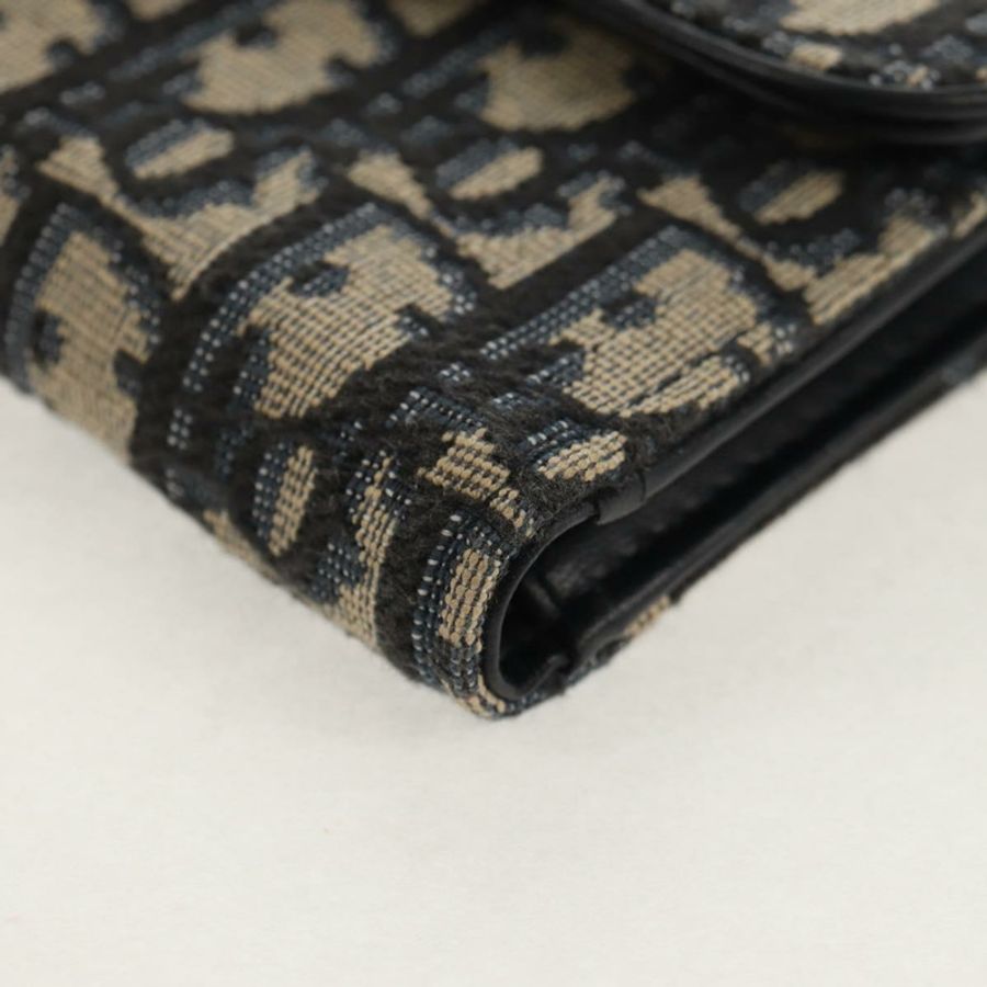 【日本直送】Christian Dior Trotter帆布斜紋錢包,海軍藍/金色,正品,貨號155462M-8