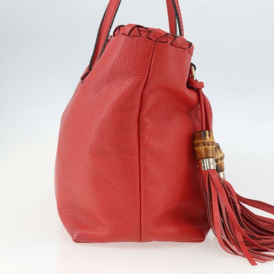 【日本直送】GUCCI 竹節 Indy 手提包 皮革 暢貨中心 紅色金色 354665 正品 156606-2