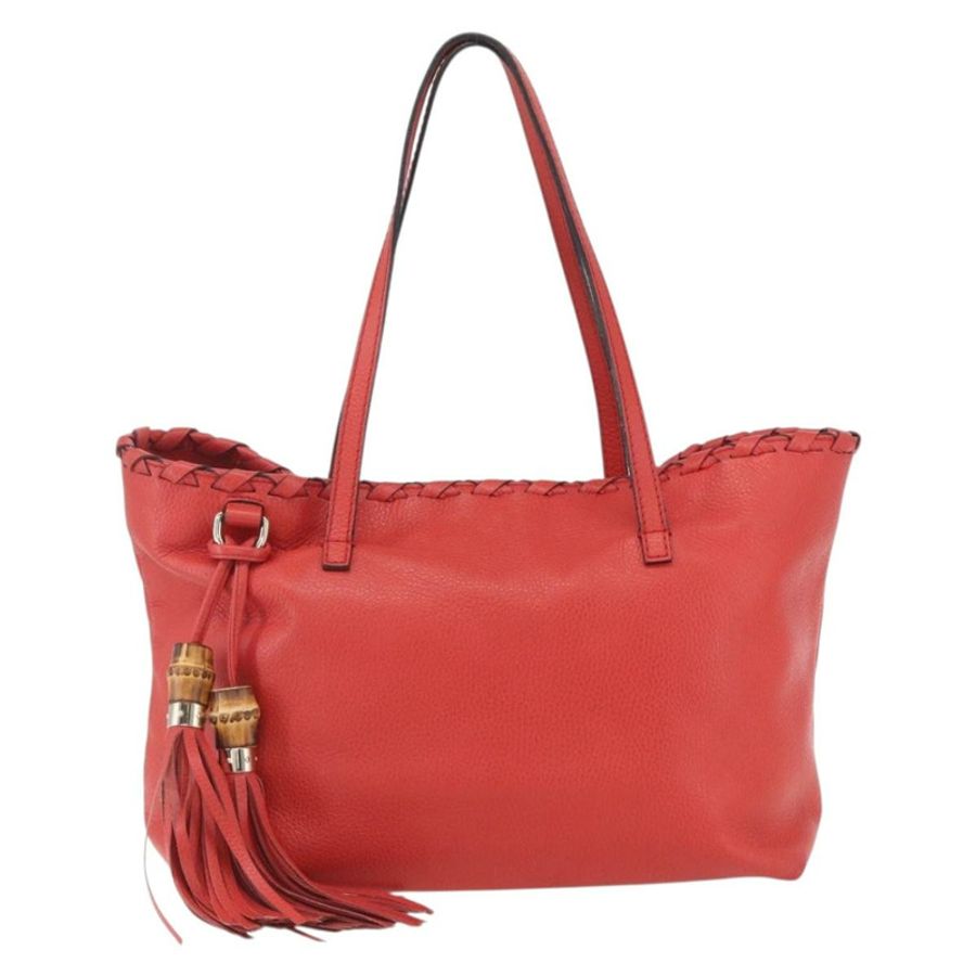 【日本直送】GUCCI 竹節 Indy 手提包 皮革 暢貨中心 紅色金色 354665 正品 156606-12