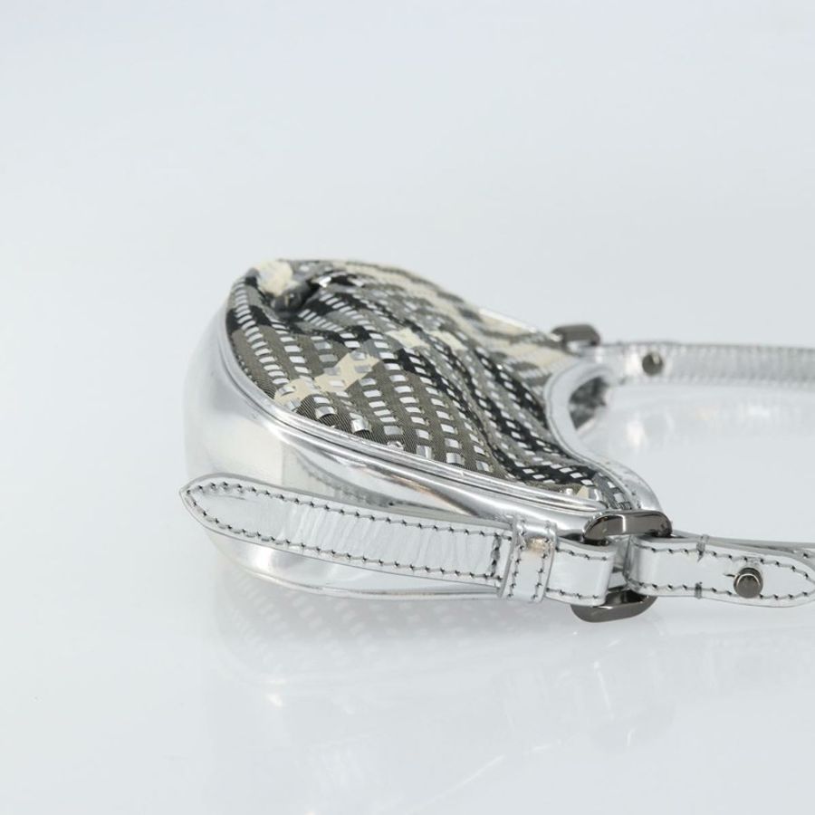 【日本直送】BURBERRY Nova 格紋肩背包 PVC 銀色 正品 156475-2