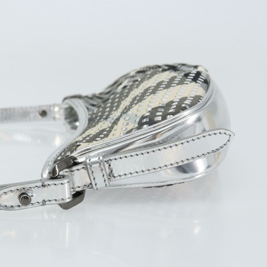 【日本直送】BURBERRY Nova 格紋肩背包 PVC 銀色 正品 156475-3