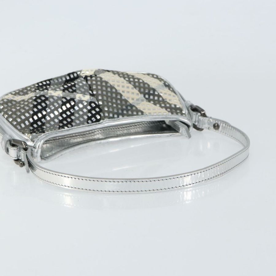 【日本直送】BURBERRY Nova 格紋肩背包 PVC 銀色 正品 156475-6