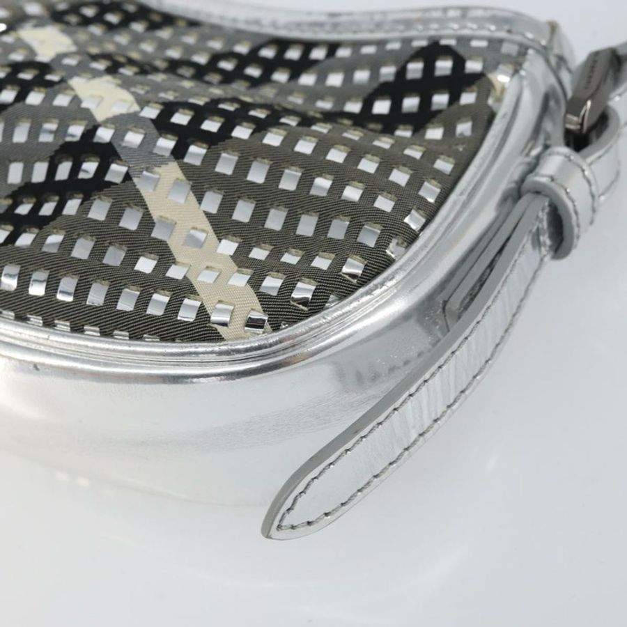 【日本直送】BURBERRY Nova 格紋肩背包 PVC 銀色 正品 156475-8