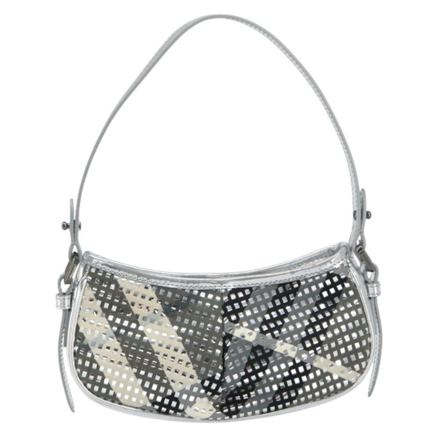【日本直送】BURBERRY Nova 格紋肩背包 PVC 銀色 正品 156475-12