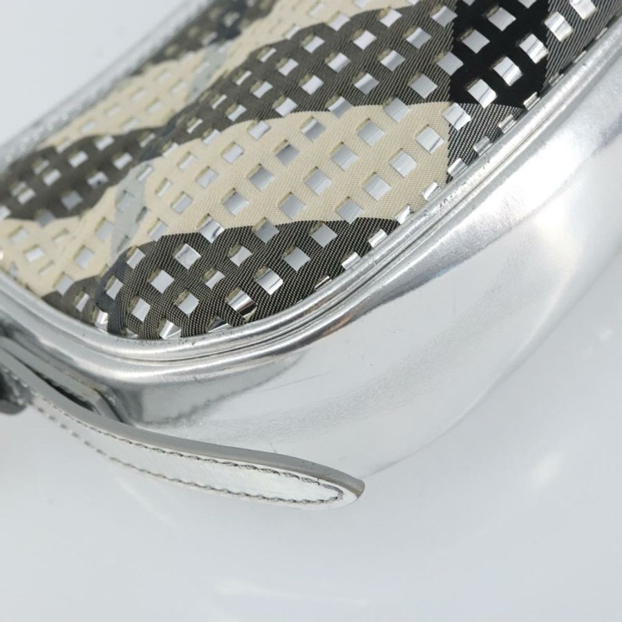 【日本直送】BURBERRY Nova 格紋肩背包 PVC 銀色 正品 156475-13