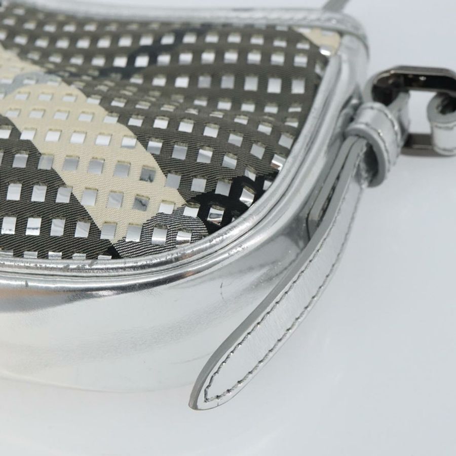 【日本直送】BURBERRY Nova 格紋肩背包 PVC 銀色 正品 156475-14
