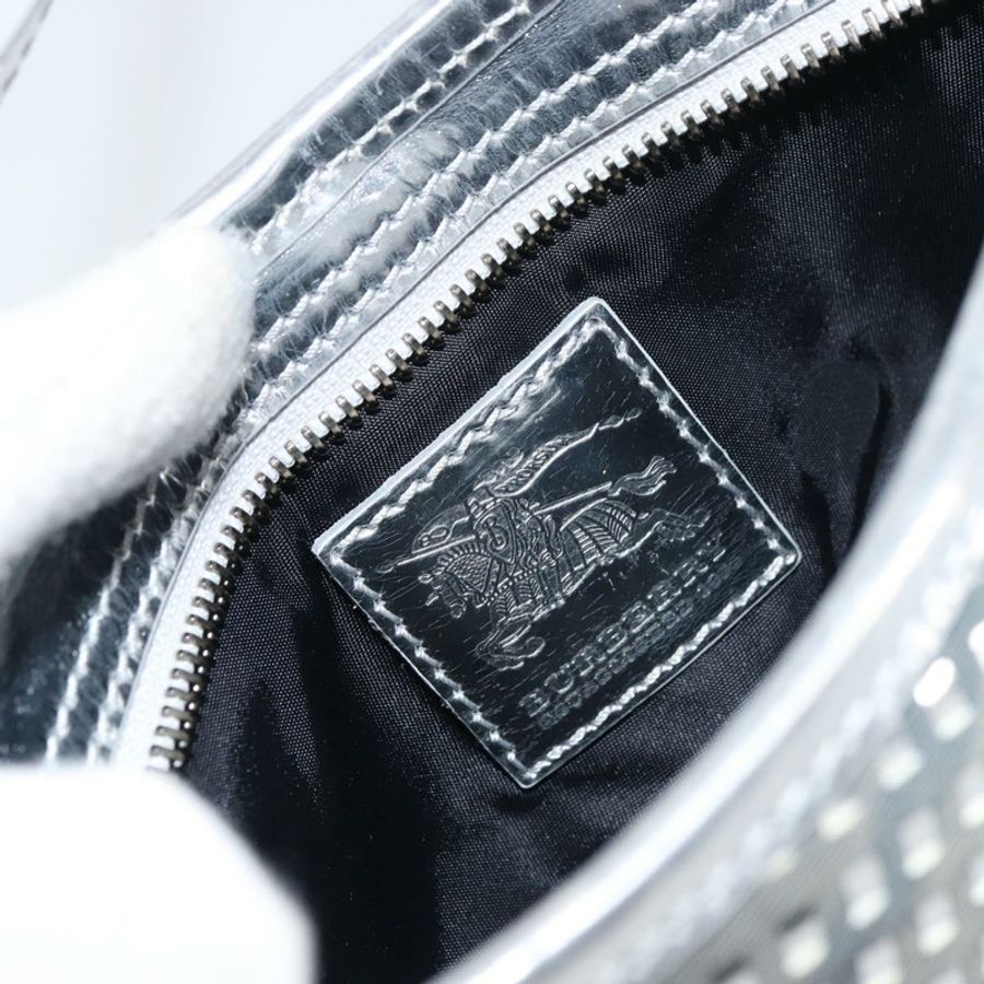 【日本直送】BURBERRY Nova 格紋肩背包 PVC 銀色 正品 156475-16