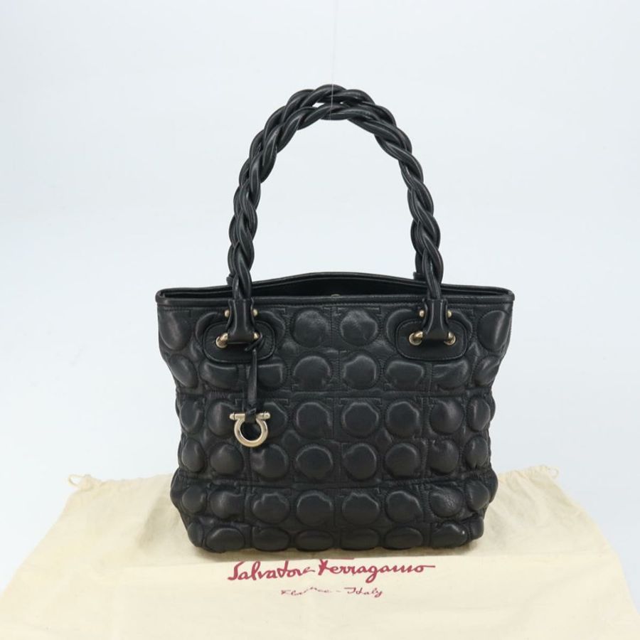 【日本直送】Salvatore Ferragamo 手提包 皮革 黑色 正品 156381V-11