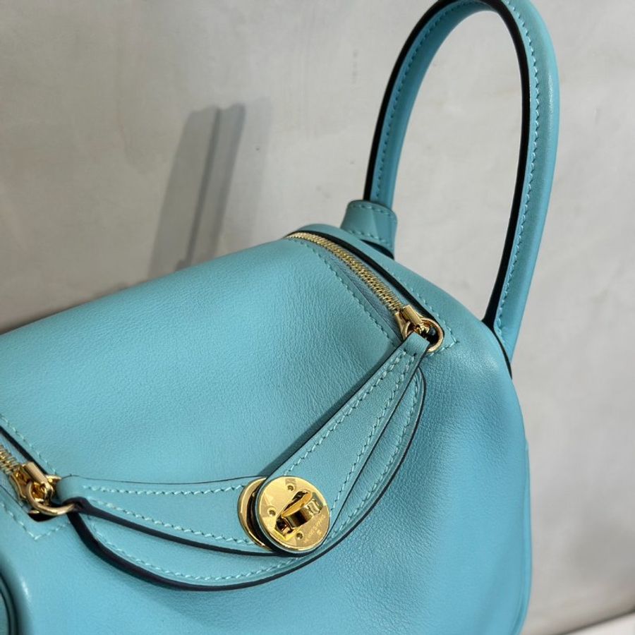HERMES Mini Lindy - Bleu Atoll 3P 馬卡龍藍金 Y-6