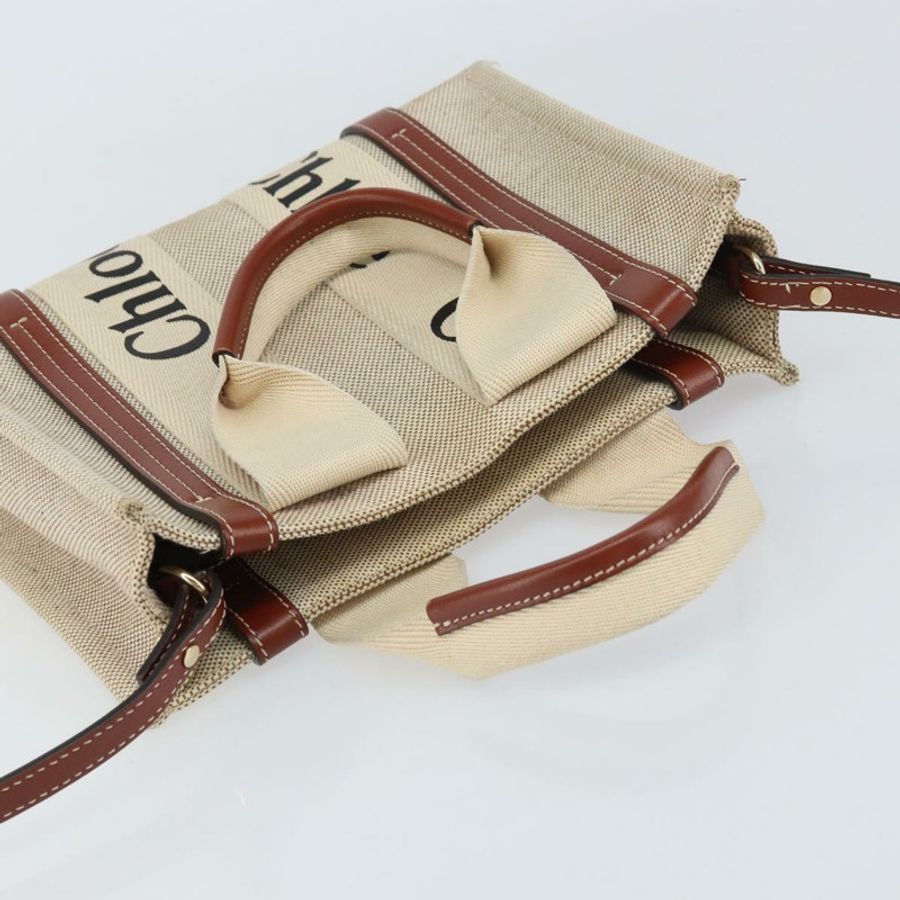 【日本直送】Chloe Woody 手袋 帆布皮革 兩用 米色 金色 正品 am9996-5