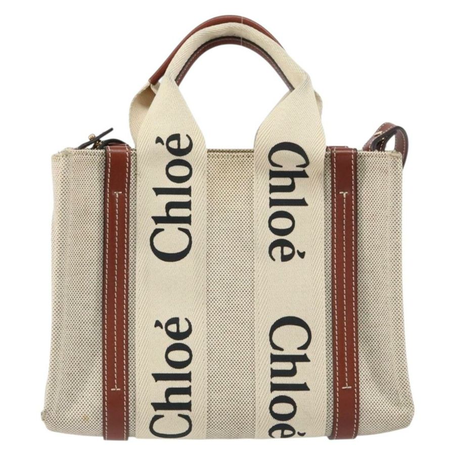 【日本直送】Chloe Woody 手袋 帆布皮革 兩用 米色 金色 正品 am9996-12