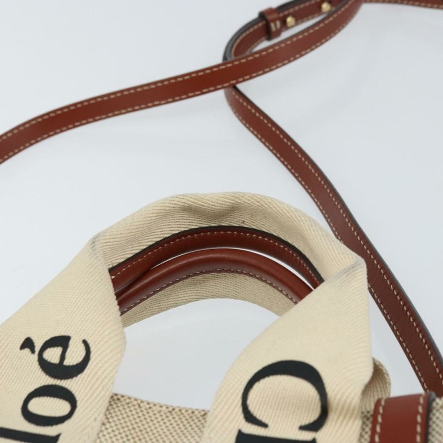 【日本直送】Chloe Woody 手袋 帆布皮革 兩用 米色 金色 正品 am9996-13