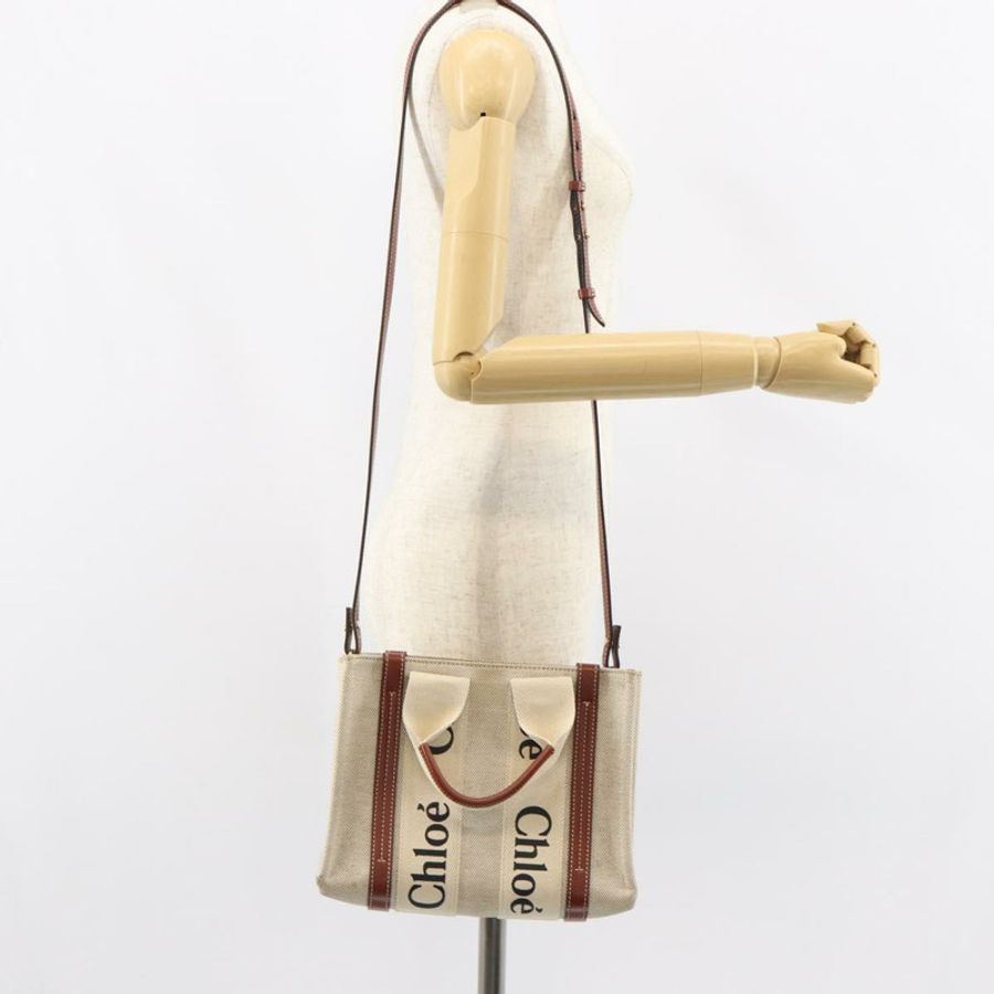 【日本直送】Chloe Woody 手袋 帆布皮革 兩用 米色 金色 正品 am9996-21