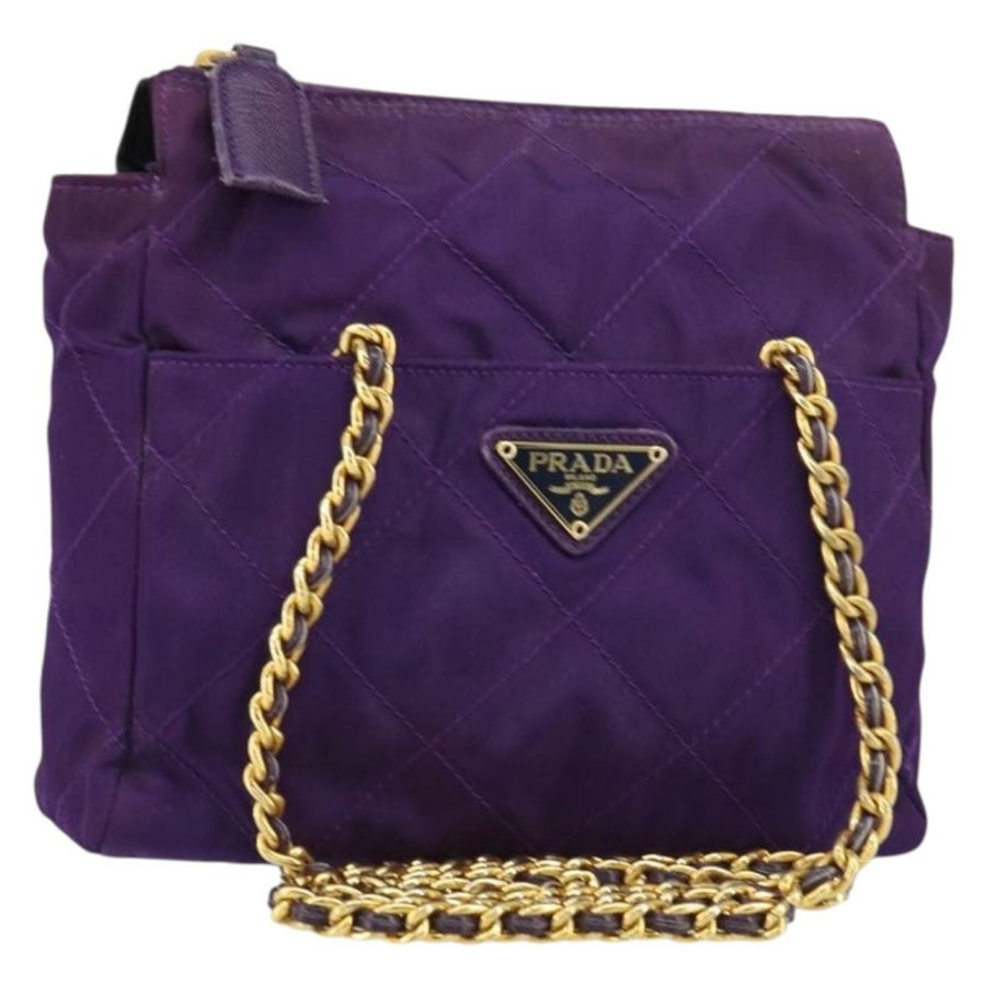 【日本直送】PRADA 尼龍紫色金色鏈條單肩包 正品 157669-0