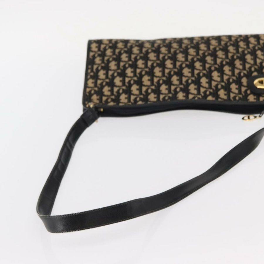 【日本直送】Christian Dior Trotter帆布鏈條單肩包 黑色 金色 正品 157804-6