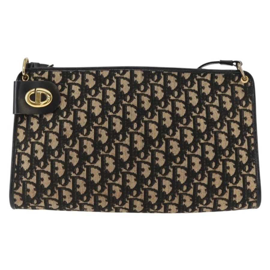 【日本直送】Christian Dior Trotter帆布鏈條單肩包 黑色 金色 正品 157804-12