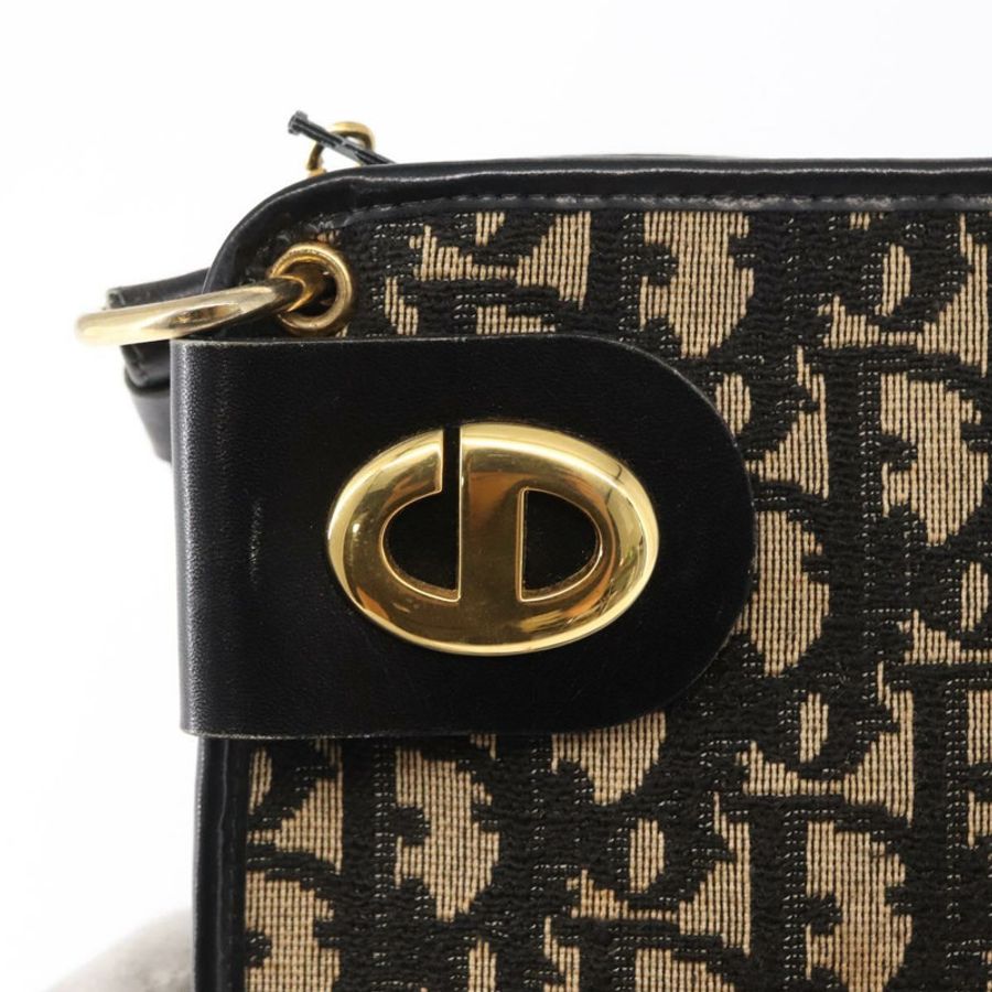 【日本直送】Christian Dior Trotter帆布鏈條單肩包 黑色 金色 正品 157804-16
