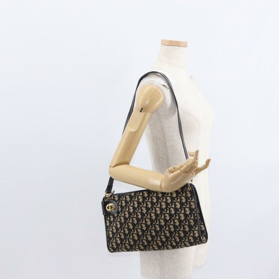 【日本直送】Christian Dior Trotter帆布鏈條單肩包 黑色 金色 正品 157804-19