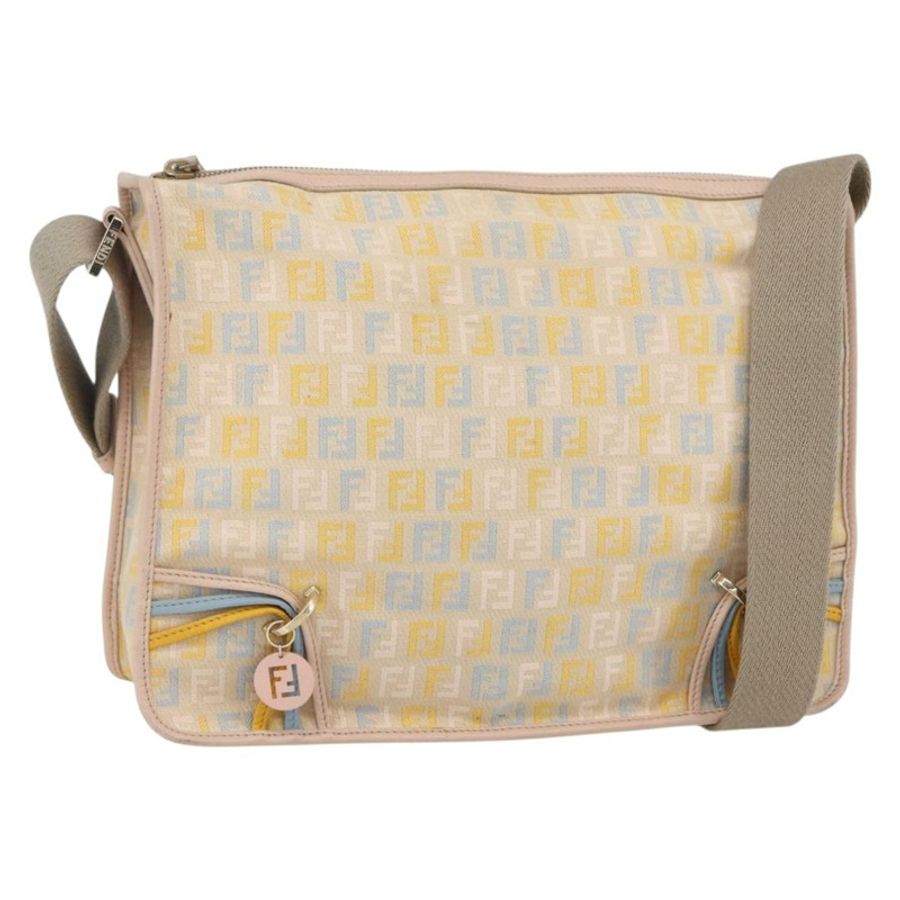【日本直送】FENDI Zucchino 帆布單肩包 粉紅金色 正品 157643V-0